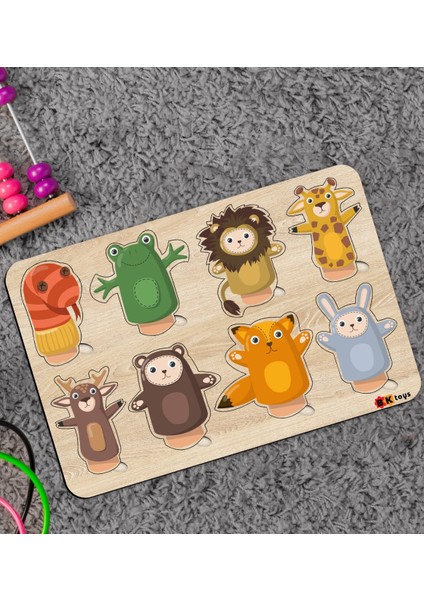 Toys Çocuklar Için 2’li Ahşap Figürlü Eğitici-Öğretici Yapboz Puzzle-6