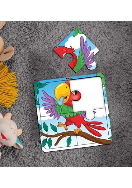 Toys Çocuklar Için Eğitici-Öğretici Ahşap 4 Parça Yapboz Puzzle (6 Adet) - Model 4