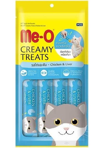 Me-O Meo Tavuklu ve Ciğerli Krema Kedi Ödülü 4X15 gr