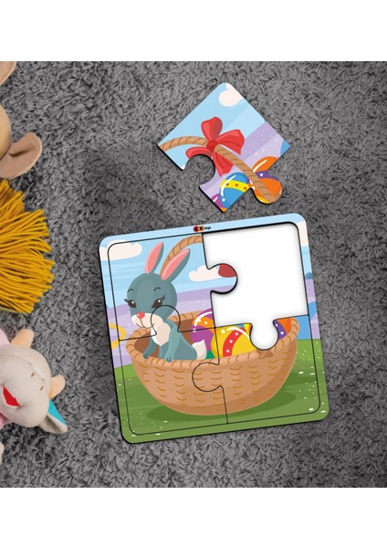 Toys Çocuklar Için Eğitici-Öğretici Ahşap 4 Parça Yapboz Puzzle (6 Adet) - Model 9