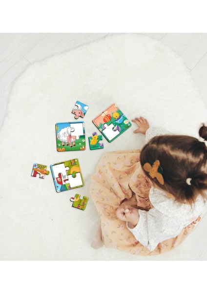 Toys Çocuklar Için Eğitici-Öğretici Ahşap 4 Parça Yapboz Puzzle (6 Adet) - Model 9