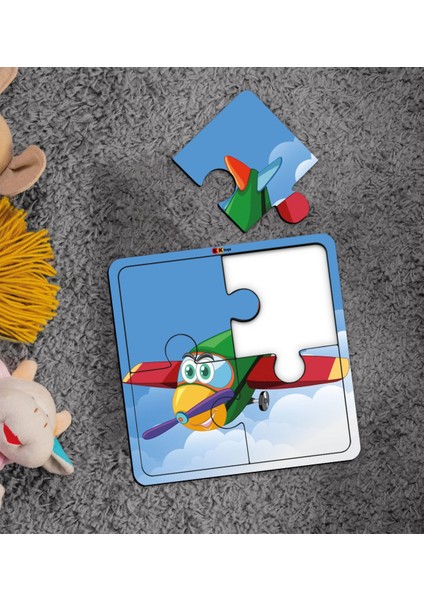 Toys Çocuklar Için Eğitici-Öğretici Ahşap 4 Parça Yapboz Puzzle (6 Adet) - Model 7