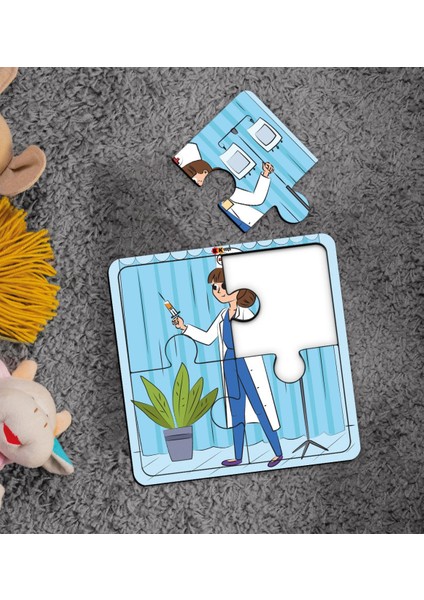 Toys Çocuklar Için Eğitici-Öğretici Ahşap 4 Parça Yapboz Puzzle (6 Adet) - Model 10