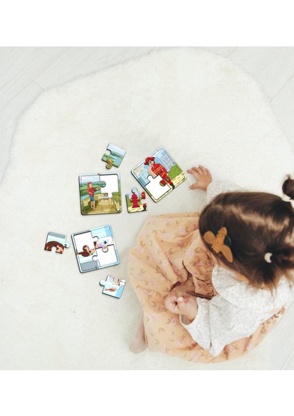 Toys Çocuklar Için Eğitici-Öğretici Ahşap 4 Parça Yapboz Puzzle (6 Adet) - Model 10