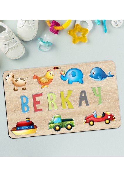 Toys Çocuklara Özel Isimli Büyük Boy Ahşap Eğitici Yapboz Puzzle 50X30CM - Model 6