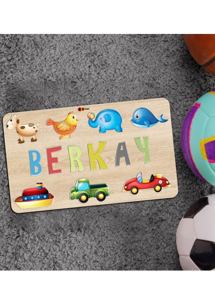Toys Çocuklara Özel Isimli Büyük Boy Ahşap Eğitici Yapboz Puzzle 50X30CM - Model 6