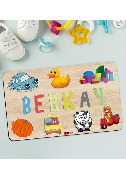Toys Çocuklara Özel Isimli Büyük Boy Ahşap Eğitici Yapboz Puzzle 50X30CM - Model 10
