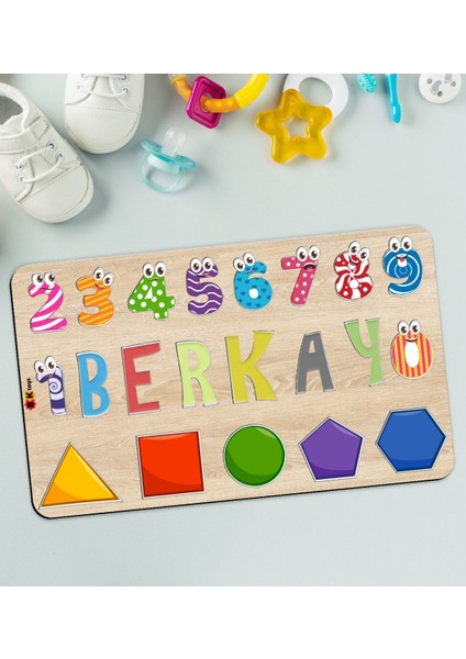 Toys Çocuklara Özel Isimli Büyük Boy Ahşap Eğitici Yapboz Puzzle 50X30CM - Model 8