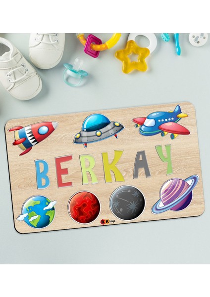 Toys Çocuklara Özel Isimli Büyük Boy Ahşap Eğitici Yapboz Puzzle 50X30CM - Model 5