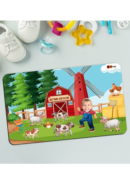 Toys Çocuklara Özel Çiftlik Konseptli Büyük Boy Ahşap Eğitici Yapboz Puzzle 50X30CM