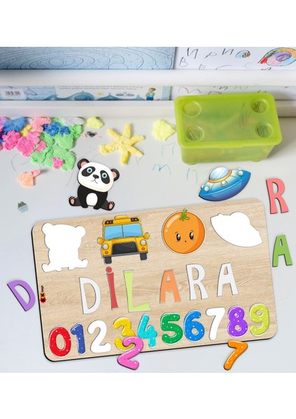 Toys Çocuklara Özel Isimli Büyük Boy Ahşap Eğitici Yapboz Puzzle 50X30CM - Model 12