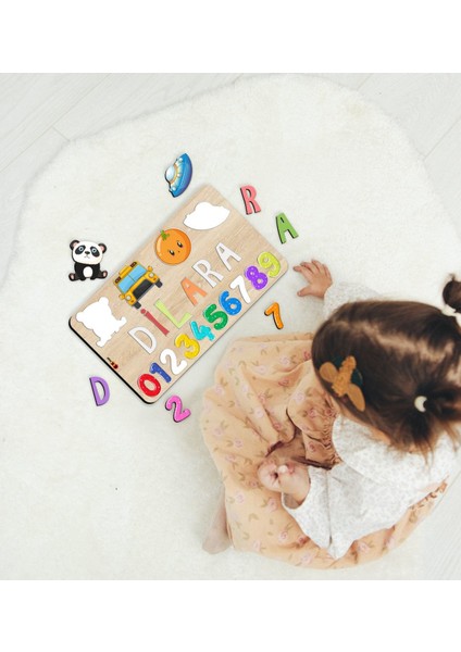 Toys Çocuklara Özel Isimli Büyük Boy Ahşap Eğitici Yapboz Puzzle 50X30CM - Model 12