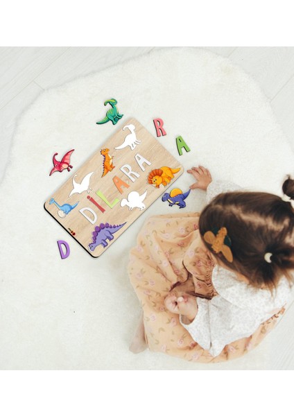 Toys Çocuklara Özel Isimli Büyük Boy Ahşap Eğitici Yapboz Puzzle 50X30CM - Model 9