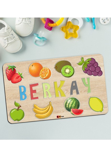 Toys Çocuklara Özel Isimli Büyük Boy Ahşap Eğitici Yapboz Puzzle 50X30CM - Model 2