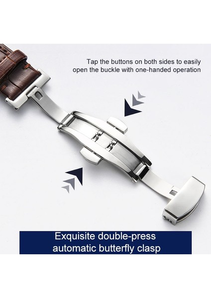 14 mm Deri Altın Kelebek Toka Watchband Siyah (Yurt Dışından) fırsatları