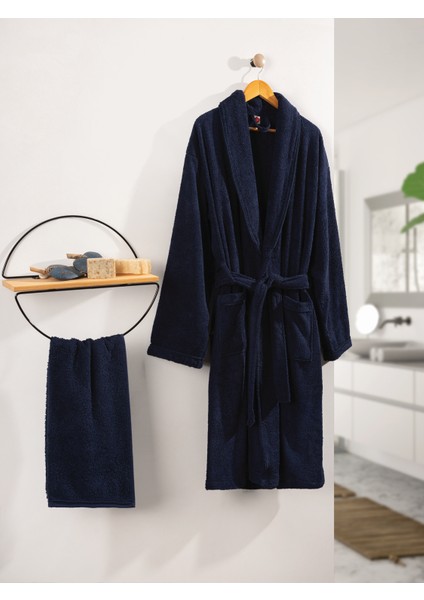 Delu x e Single Bornoz Seti Lacivert x l