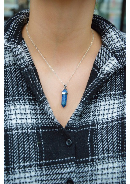 Orijinal Lapis / Lapis Lazuli (Zihinsel Temizlik Taşı) Çivi Uç Doğal Taş Kolye