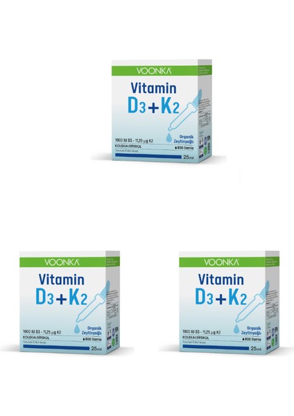 Vitamin D3 + K2 Vitamini 25 ml X3 Adet
