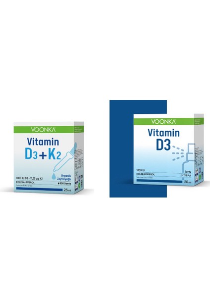 Vitamin D3 + K2 Vitamini 25 Ml + Vitamin D3 1000 Iu 20 Ml