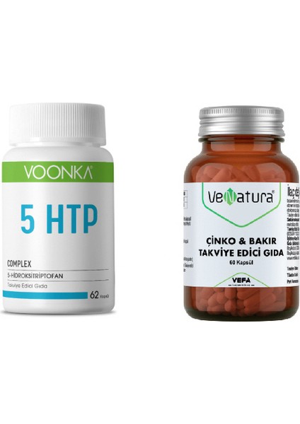 5 Htp Complex Takviye Edici Gıda 62 Kapsül +Yetişkinler Için Çinko & Bakır 60 Kapsül