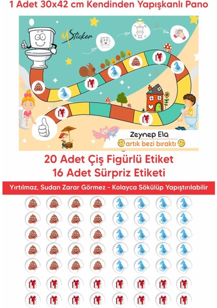 Eğlenceli ve Eğitici Tuvalet Eğitimi Sticker Panosu 29X42CM