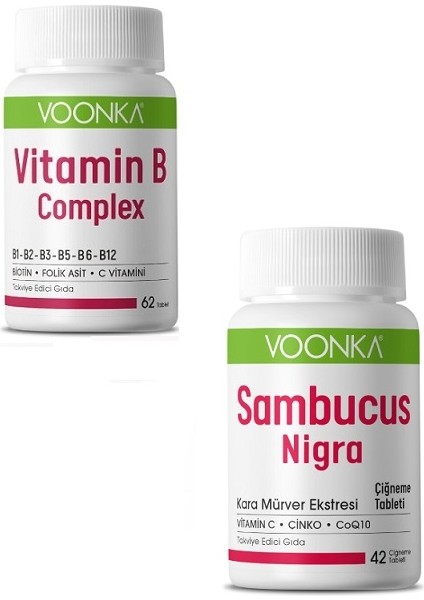 Vitamin B Complex 62 Tablet + Sambucus Nigra 42 Çiğneme T.