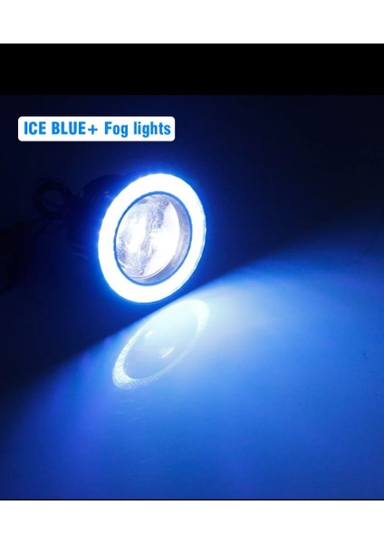 Angel Far 76 mm Beyaz Mavi Mercekli Buz Mavi Angel LED Halkalı Sis LED 2 Adet modelleri