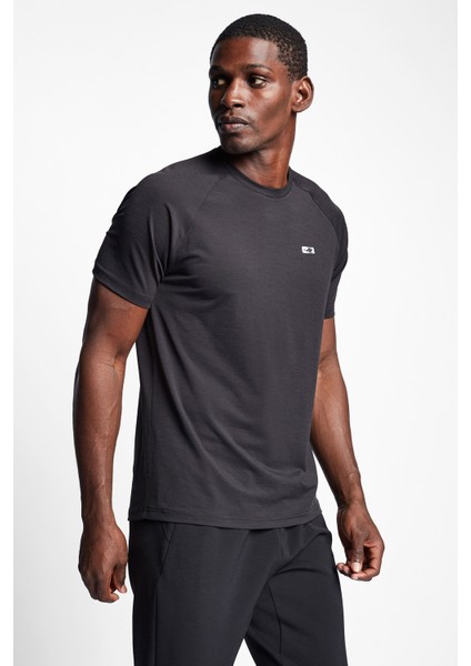 Siyah Erkek Antrenman Kısa Kollu T-Shirt 22B-1025