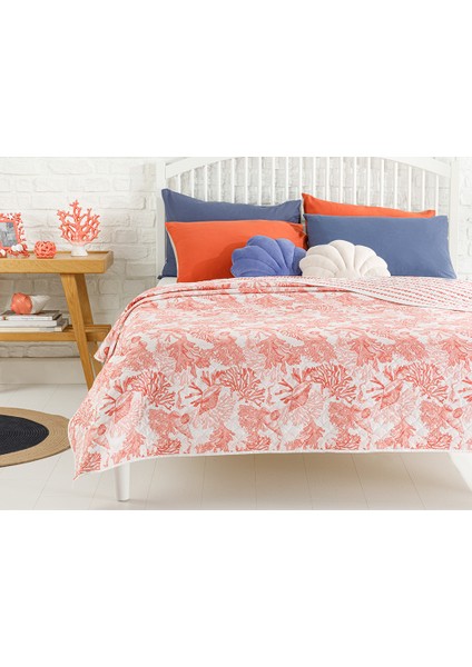 Coral Çift Kişilik Çok Amaçlı Örtü 200 x 220 cm Mercan