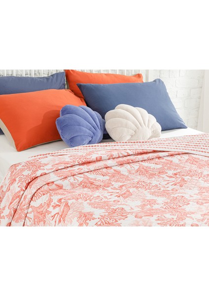 Coral Çift Kişilik Çok Amaçlı Örtü 200 x 220 cm Mercan