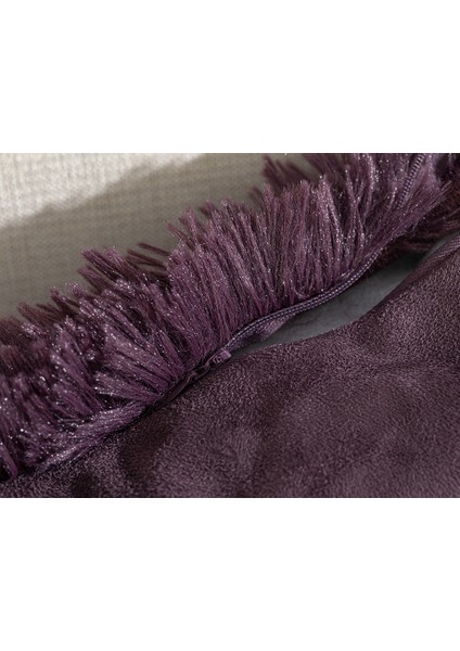 Fluffy Peluş Kırlent Kılıfı 45 x 45 cm Mürdüm modelleri