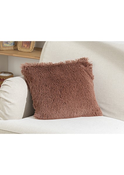 Fluffy Peluş Kırlent Kılıfı 45 x 45 cm Koyu Gülkurusu fiyatları