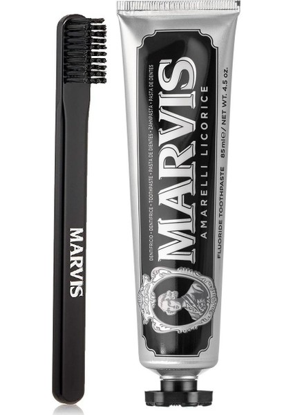 Amarelli Mint Diş Macunu 85 Ml Ve Marvis Black Orta Sert Diş Fırçası