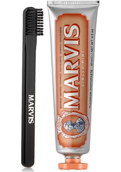 Ginger Mint Diş Macunu 85 Ml Ve Marvis Black Orta Sert Diş Fırçası