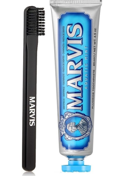 Aqua Mint Diş Macunu 85 Ml Ve Marvis Black Orta Sert Diş Fırçası