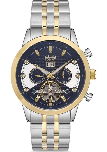 MT-11037G-CSBL06 Gold Gümüş Erkek Kol Saati