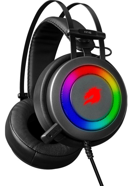 H16 Storm RGB 7.1 Vitrual Kısa Mikrofonlu Gri Oyuncu Kulaklığı GB-H16