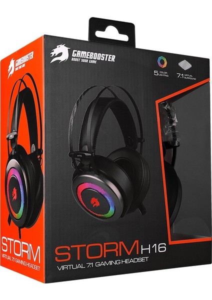 H16 Storm RGB 7.1 Vitrual Kısa Mikrofonlu Gri Oyuncu Kulaklığı GB-H16