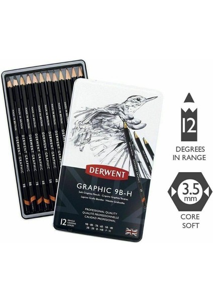 Derwent Dereceli Graphic Kalem Set 9b-H 12 Li 34215