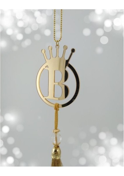 Çift Taraflı Ayna B Yazılı Gold Ayna Pleksi Araba Dikiz Aynası Süsü