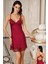 Imaj 4210 Kadın Bordo Çeyizlik Set Saten Dantelli Sabahlıklı Gecelik Takım 2