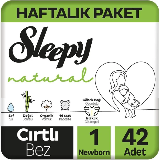 Sleepy Natural Haftalık Paket Bebek Bezi 1 Numara Newborn 42 Ad