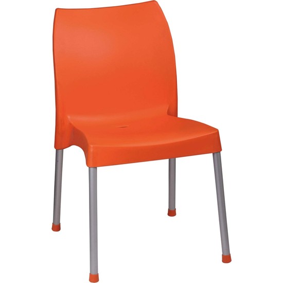Romanoset Plastik Romanoset Hilal Metal Ayaklı Plastik Sandalye Turuncu 4 Lü Set