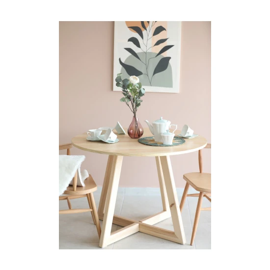 woodywood Yuvarlak  Yemek Masası, Modern Çam Kaplama Yemek Masası, Toplantı Masası