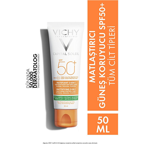 Vichy Capital Soleil Matlaştırıcı Spf 50+ Yüz Güneş Kremi 50 ml