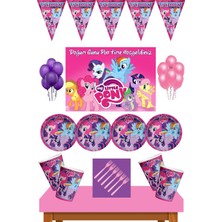 Parti Furyası My Little Pony Doğum Günü 8 Kişilik  70X100 CM Afişli  Pony Parti Malzemeleri Seti Pembe