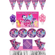 Parti Furyası My Little Pony Doğum Günü 16 kişilik  70X100 CM Afişli  Pony Parti Malzemeleri Seti Masa Etekli