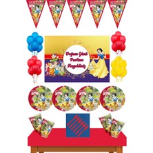 Parti Furyası Pamuk Prenses Tema  8 Kişilik 70X100 cm Afişli Set Kırmızı