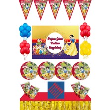 Parti Furyası Pamuk Prenses Tema  24 Kişilik  50X70 cm Afişli  Masa Etekli Set Kırmızı