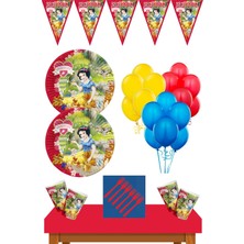 Parti Furyası Pamuk Prenses Doğum Günü Parti Seti 8 Kişilik Ekonomik Süsler Kırmızı